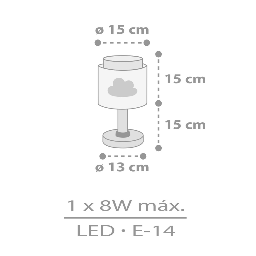 Dalber 76011E - Dětská lampička BABY DREAMS 1xE14/8W/230V šedá