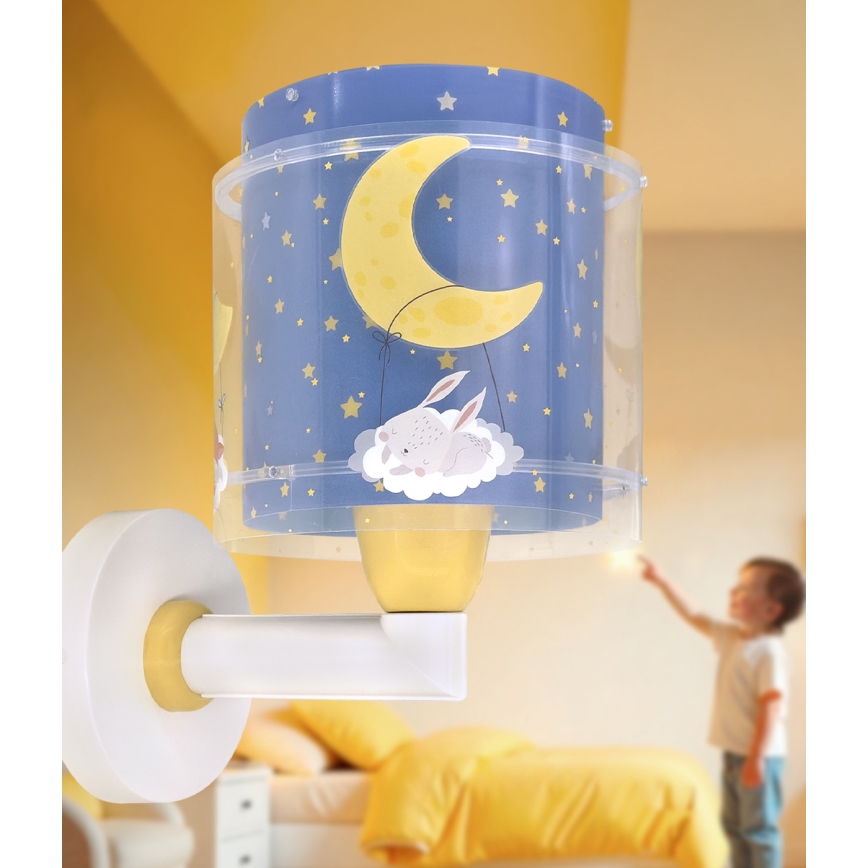 Dalber 76639 - Dětská nástěnná lampa MOON DREAMS 1xE27/15W/230V modrá