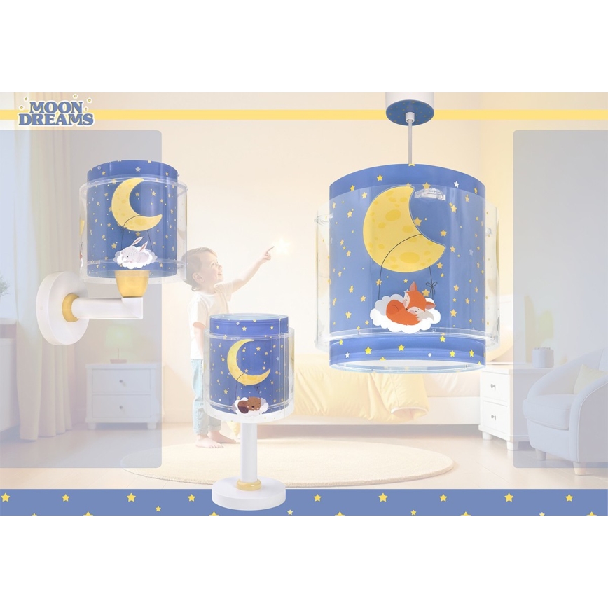 Dalber 76639 - Dětská nástěnná lampa MOON DREAMS 1xE27/15W/230V modrá