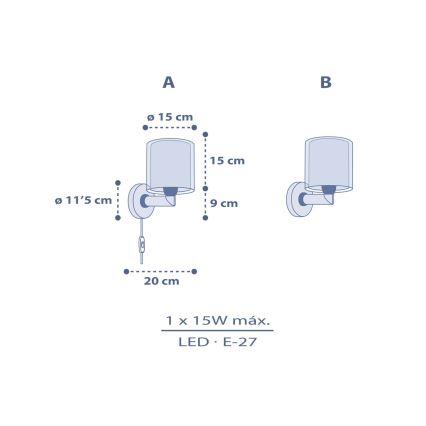 Dalber 76639 - Dětská nástěnná lampa MOON DREAMS 1xE27/15W/230V modrá