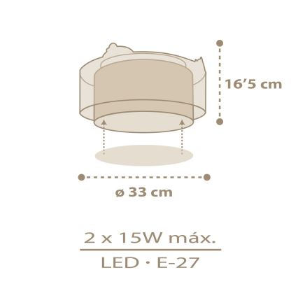 Dalber 76876 - Dětské stropní svítidlo BABY CHICK 2xE27/15W/230V