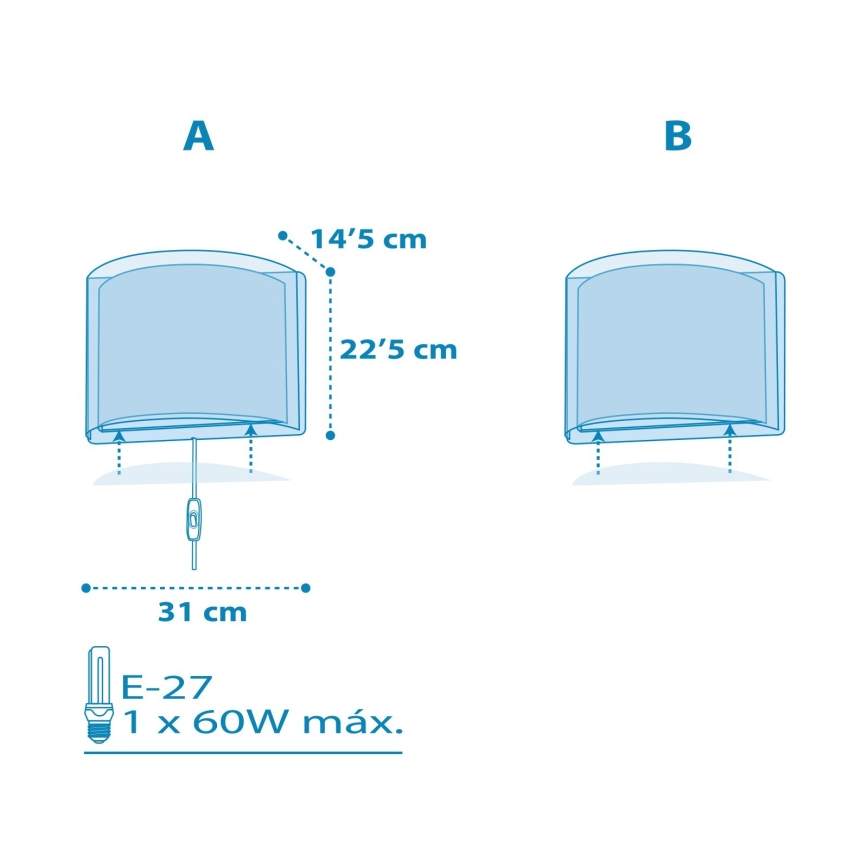 Dalber 81198T - Dětské nástěnné svítidlo LIGHT FEELING 1xE27/60W/230V