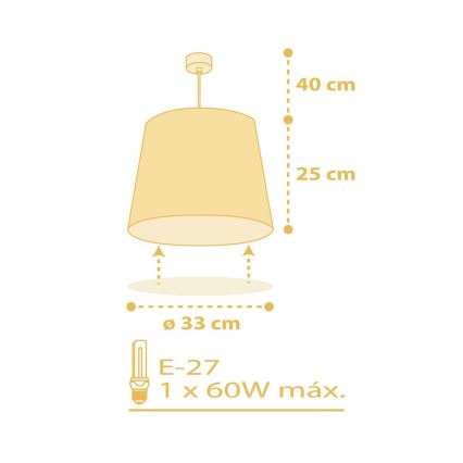 Dalber 82212A - Dětský lustr STAR LIGHT 1xE27/60W/230V žlutá