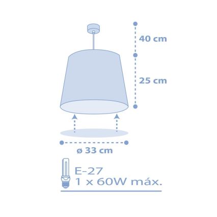 Dalber 82212T - Dětský lustr STAR LIGHT 1xE27/60W/230V modrá