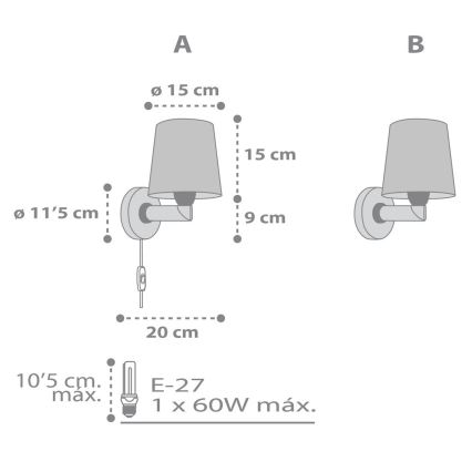 Dalber 82219B - Dětské nástěnné svítidlo STAR LIGHT 1xE27/60W/230V bílá