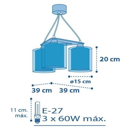 Dalber D-41344 - Dětský lustr PLANETS 3xE27/60W/230V