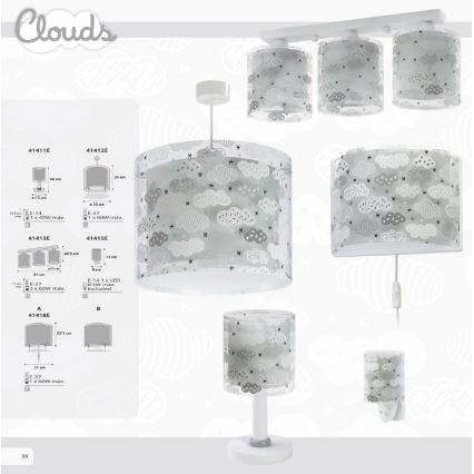 Dalber D-41418E - Dětské nástěnné svítidlo CLOUDS 1xE27/60W/230V