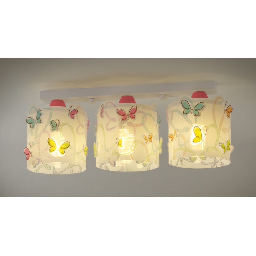 Dalber D-62143 - Dětské stropní svítidlo BUTTERFLY 3xE27/60W/230V