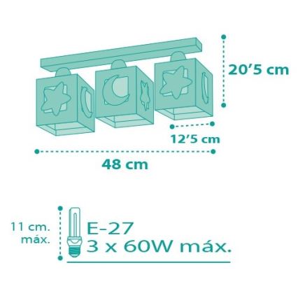 Dalber D-63233NH - Dětské stropní svítidlo MOONLIGHT 3xE27/60W/230V