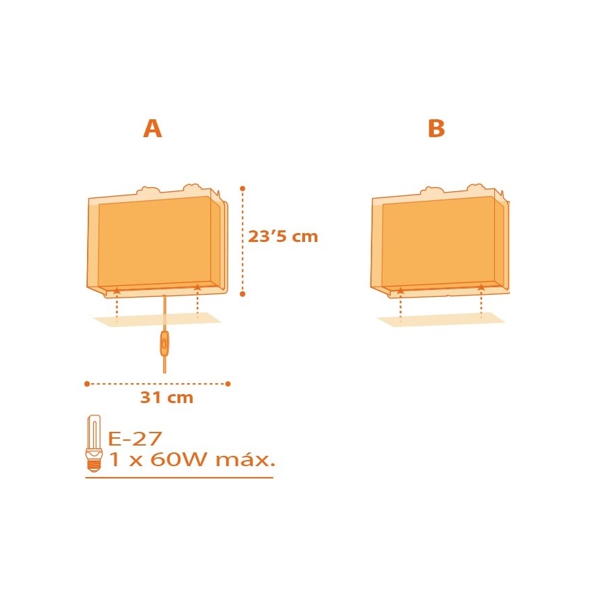 Dalber D-73458 - Dětské nástěnné svítidlo DINOS 1xE27/60W/230V