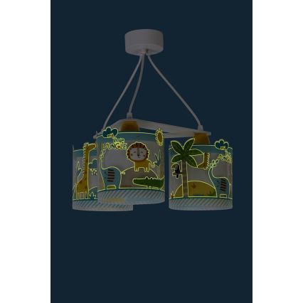 Dalber D-76114 - Dětský lustr JUNGLE 3xE27/60W/230V