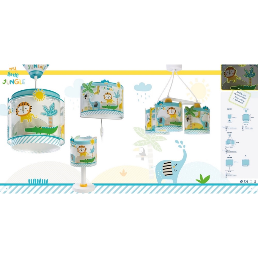 Dalber D-76114 - Dětský lustr MY LITTLE JUNGLE 3xE27/15W/230V