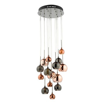 Där Lighting AUR1564 - Lustr na lanku AURELIA 15xG4/10W/230V černá/měděná