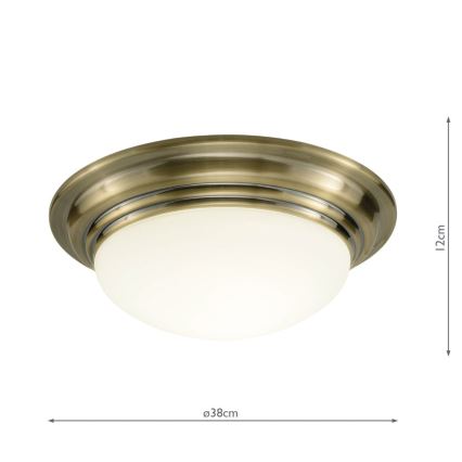 Där Lighting BAR5075 - Koupelnové stropní svítidlo BARCLAY 1xE27/60W/230V pr. 38 cm mosaz