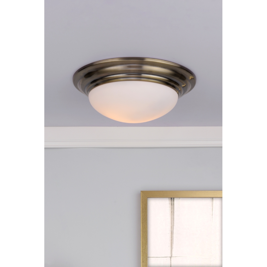Där Lighting BAR5275 - Koupelnové stropní svítidlo BARCLAY 1xE27/60W/230V pr. 31 cm mosaz