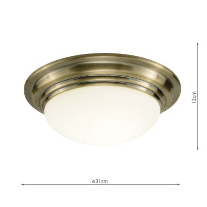 Där Lighting BAR5275 - Koupelnové stropní svítidlo BARCLAY 1xE27/60W/230V pr. 31 cm mosaz
