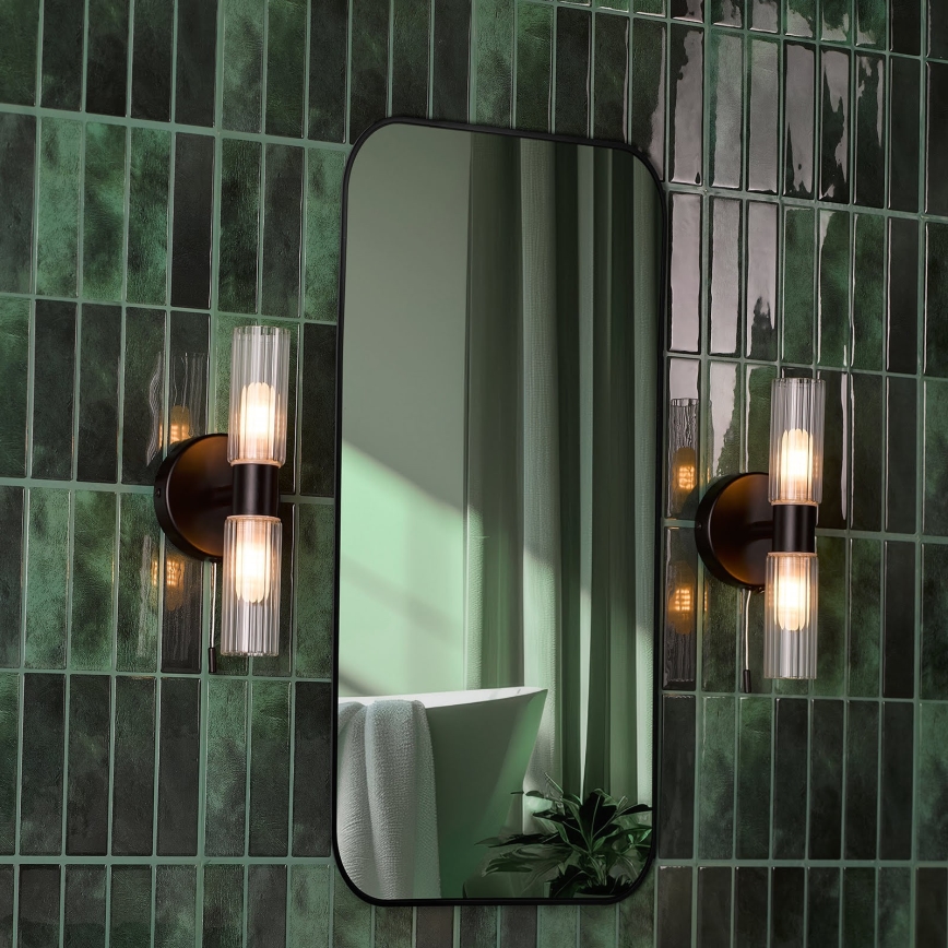 Där Lighting BOL0922 - Koupelnová nástěnná lampa BOLTON 2xG9/5W/230V IP44 černá