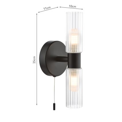 Där Lighting BOL0922 - Koupelnová nástěnná lampa BOLTON 2xG9/5W/230V IP44 černá