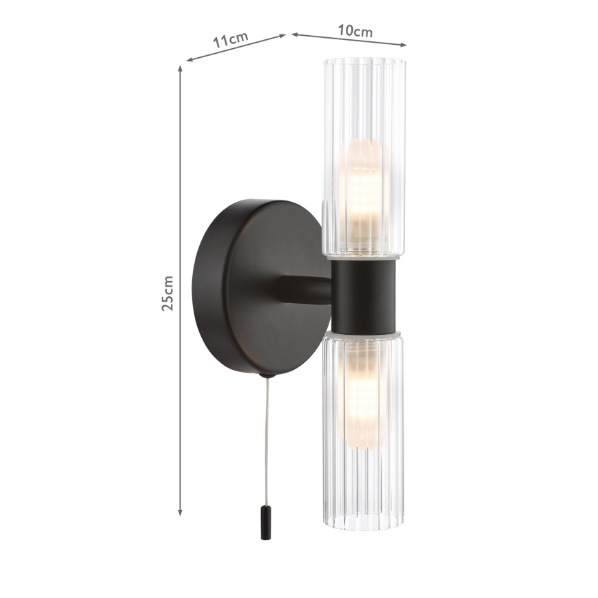 Där Lighting BOL0922 - Koupelnová nástěnná lampa BOLTON 2xG9/5W/230V IP44 černá