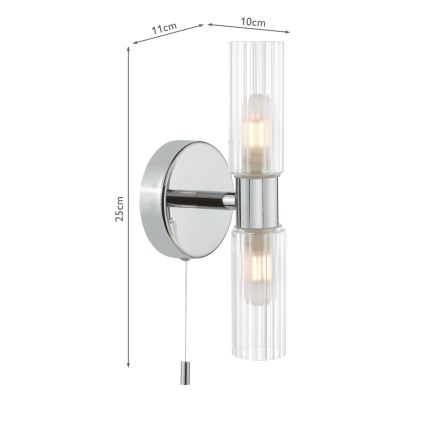 Där Lighting BOL0950 - Koupelnová nástěnná lampa BOLTON 2xG9/5W/230V IP44 lesklý chrom