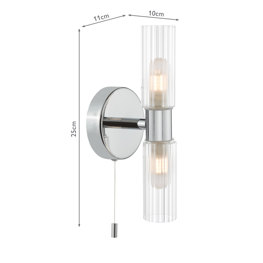 Där Lighting BOL0950 - Koupelnová nástěnná lampa BOLTON 2xG9/5W/230V IP44 lesklý chrom
