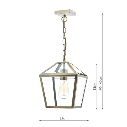 Där Lighting CHU0175 - Lustr na řetězu CHURCHILL 1xE27/60W/230V mosaz