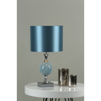 Där Lighting ELS4223 - Stolní lampa ELSA 1xE27/40W/230V modrá/lesklý chrom