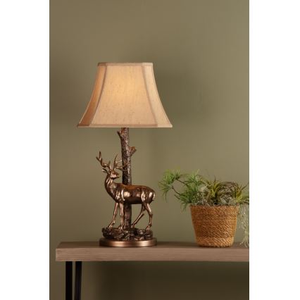 Där Lighting GUL5545-X - Stolní lampa GULLIVER 1xE27/60W/230V béžová/bronzová