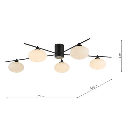 Där Lighting JAS5422 - Přisazený lustr JASPER 5xG9/25W/230V černá