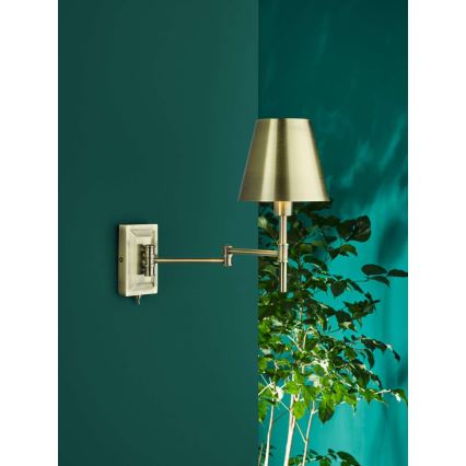 Där Lighting KEN0775 - Flexibilní nástěnná lampa KENSINGTON 1xE14/25W/230V mosaz