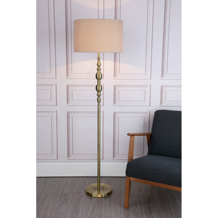 Där Lighting MAD4975 - Stojací lampa MADRID 1xE27/60W/230V hnědá/mosaz