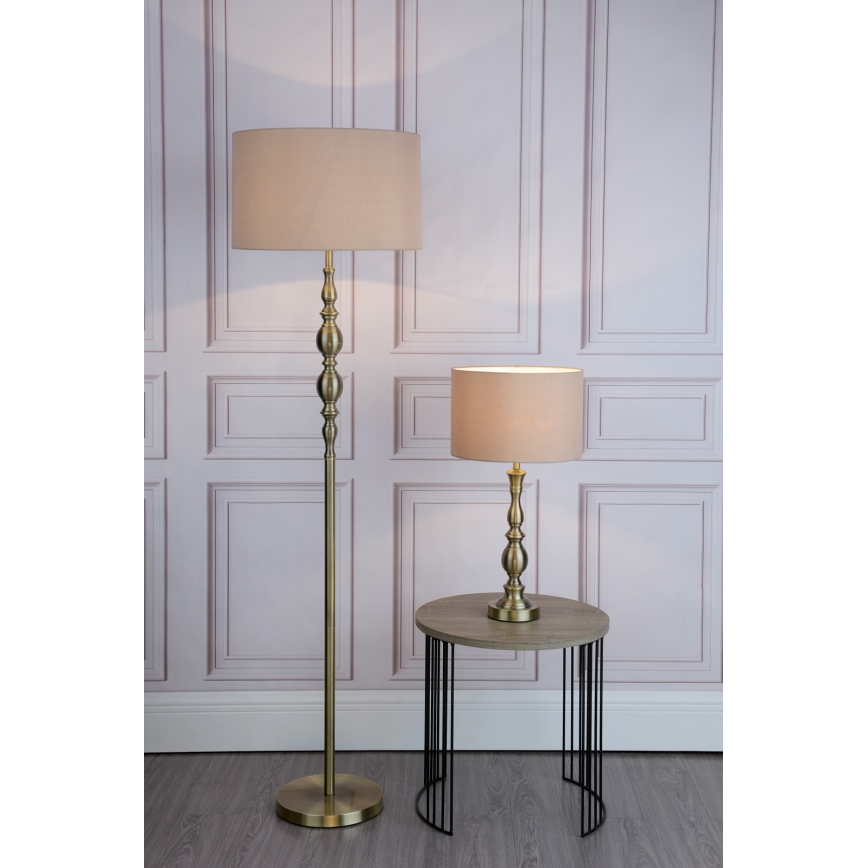 Där Lighting MAD4975 - Stojací lampa MADRID 1xE27/60W/230V hnědá/mosaz