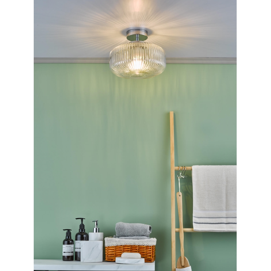 Där Lighting RIV5208 - Koupelnový přisazený lustr RIVA 1xE27/60W/230V IP44 lesklý chrom