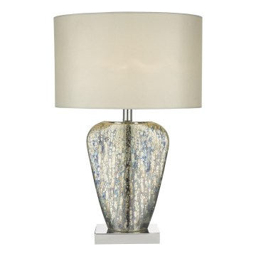 Där Lighting SYR4235 - Stolní lampa SYRACUSE 1xE27/60W/230V lesklý chrom/krémová