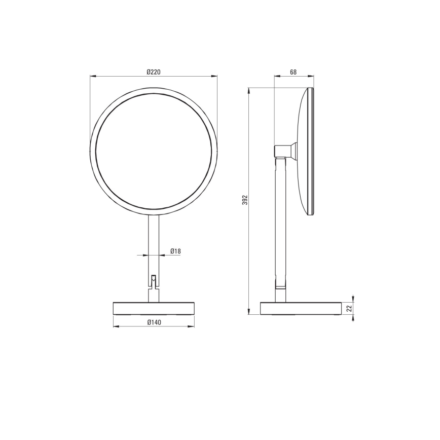 Deante ADI_Z812 - LED Koupelnové nabíjecí kosmetické zrcátko SILIA LED/5V 5000 mAh 2700-6500K IP44