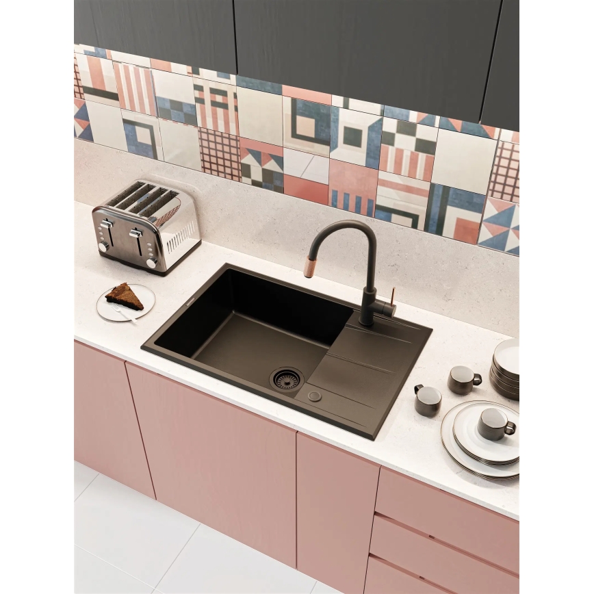 Deante BCA_B64M - Dřezová baterie ASTER černá/mosaz