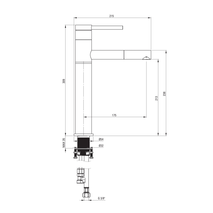 Deante BGE_D22K - Umyvadlová baterie s vytahovací sprškou ORA 30,9 cm titan