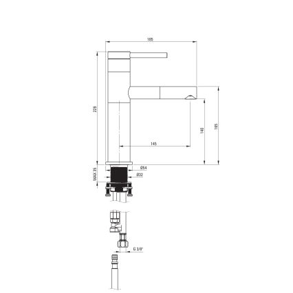 Deante BGE_D22M - Umyvadlová baterie s vytahovací sprškou ORA 22,9 cm titan
