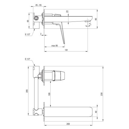 Deante BQL_N54L - Umyvadlová baterie pro podomítkovou instalaci BLUR černá
