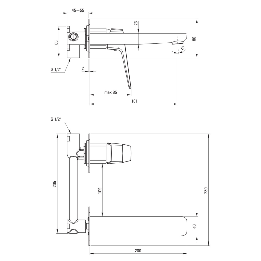 Deante BQL_N54L - Umyvadlová baterie pro podomítkovou instalaci BLUR černá