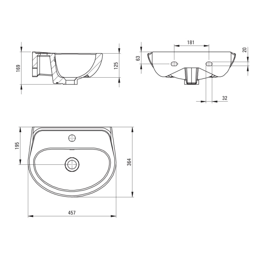 Deante CDJ_6U4W - Závěsné umyvadlo s otvorem JASMIN 45,7x36,4 cm  keramika/bílá