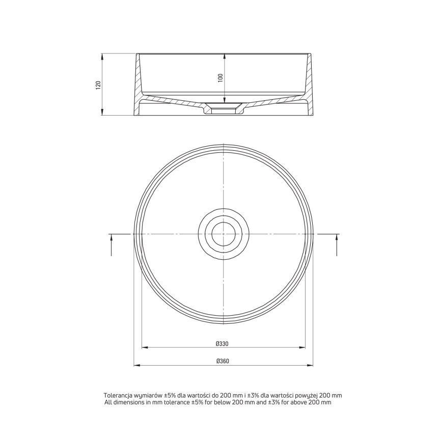 Deante CQS_5U4S - Umyvadlo na desku SILIA pr. 36 cm granit/béžová