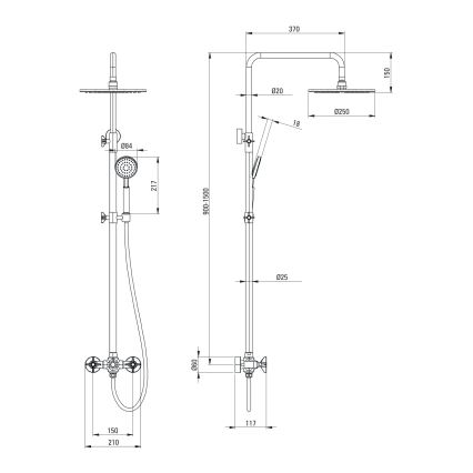 Deante NAC_N4QT - Sprchová sada s baterií TEMISTO černá