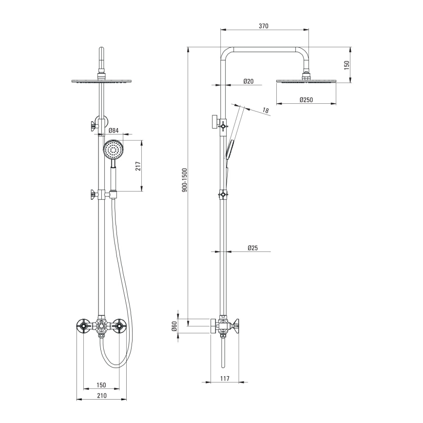 Deante NAC_N4QT - Sprchová sada s baterií TEMISTO černá