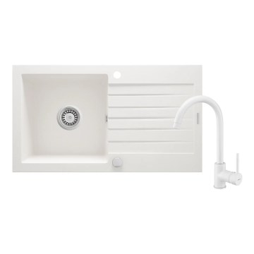 Deante ZQZVA113 - Kuchyňský dřez ZORBA 76x44 cm + dřezová baterie granit/alabastr