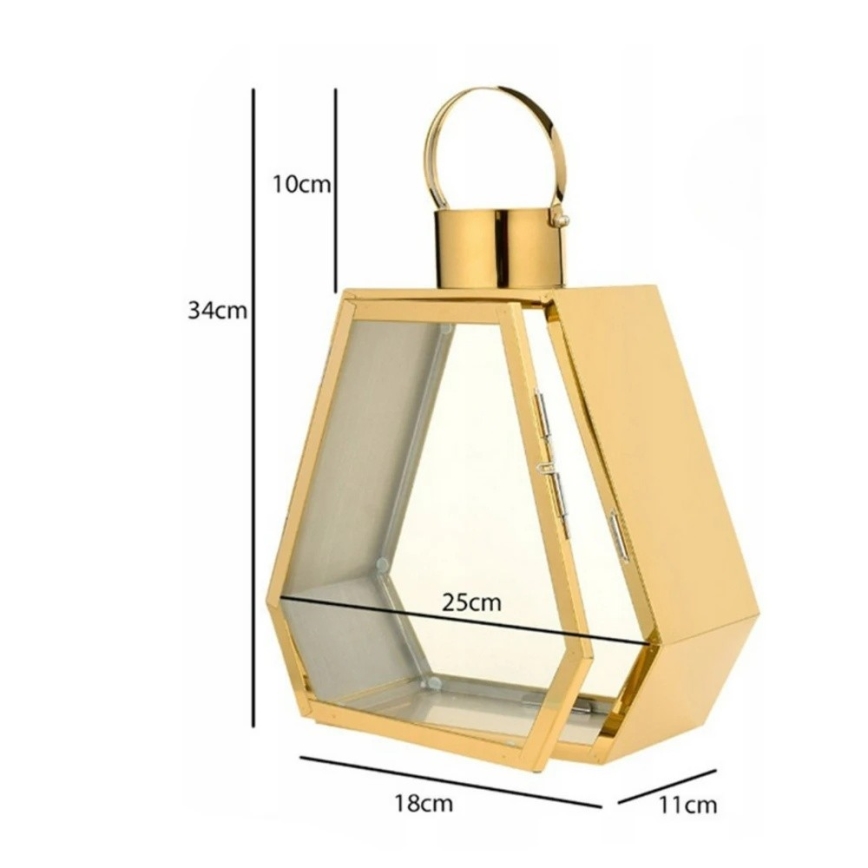Dekorační lucerna 34 cm zlatá