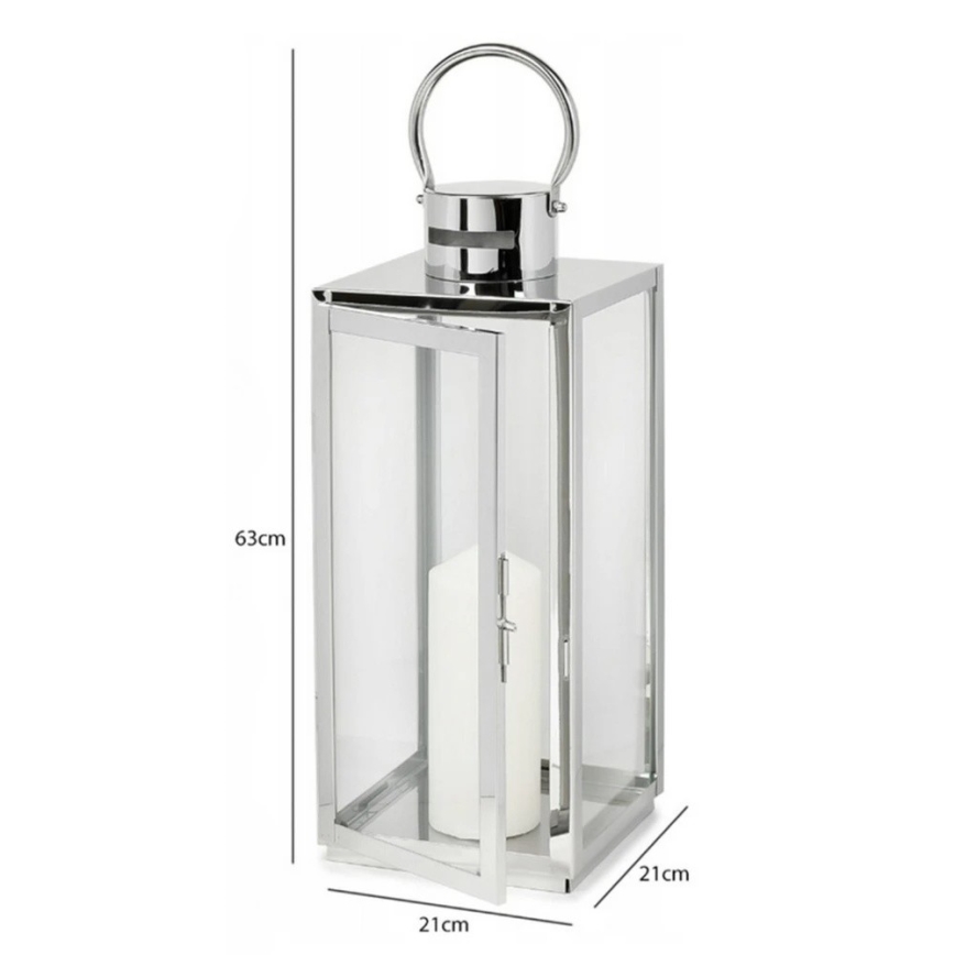Dekorační lucerna 63 cm lesklý chrom