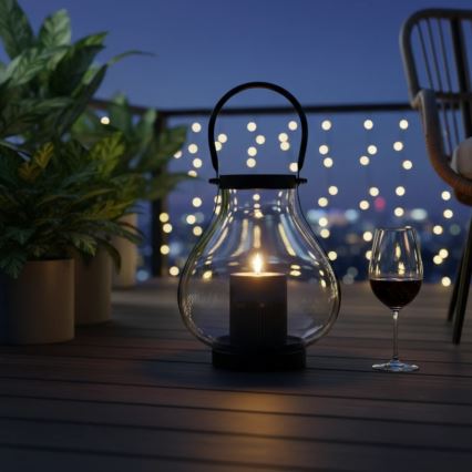 Dekorační lucerna GLASSY 25 cm černá