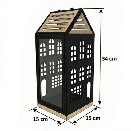 Dekorační lucerna HOME 34,5 cm černá/béžová