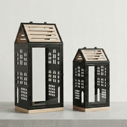 Dekorační lucerna HOME 47,5 cm černá/béžová